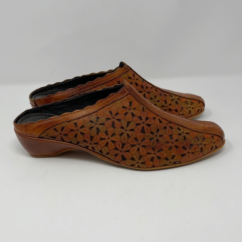 Pikolinos Clogs Heels Slip On Leather Perforated Brown